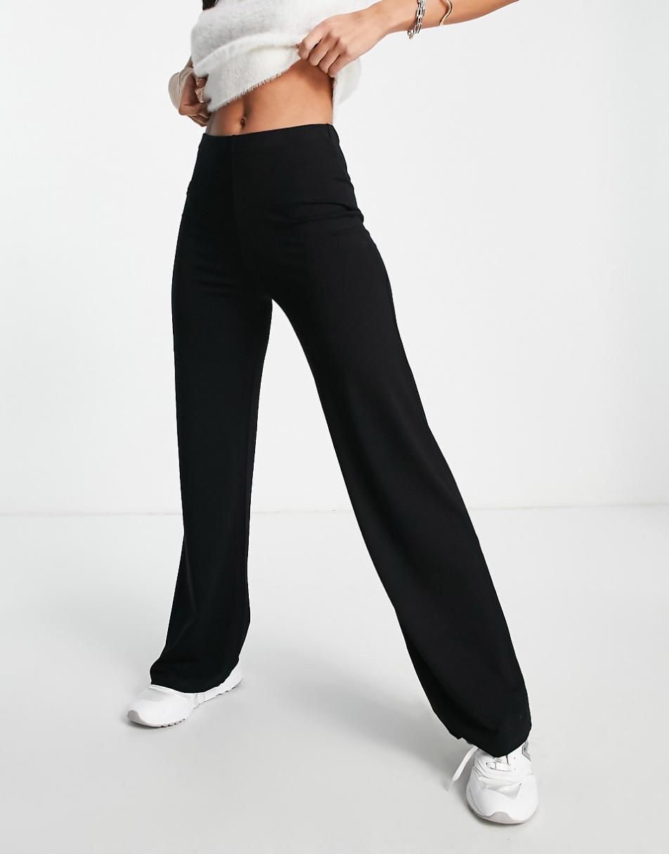 ASOS DESIGN basic wide leg jersey pants in black