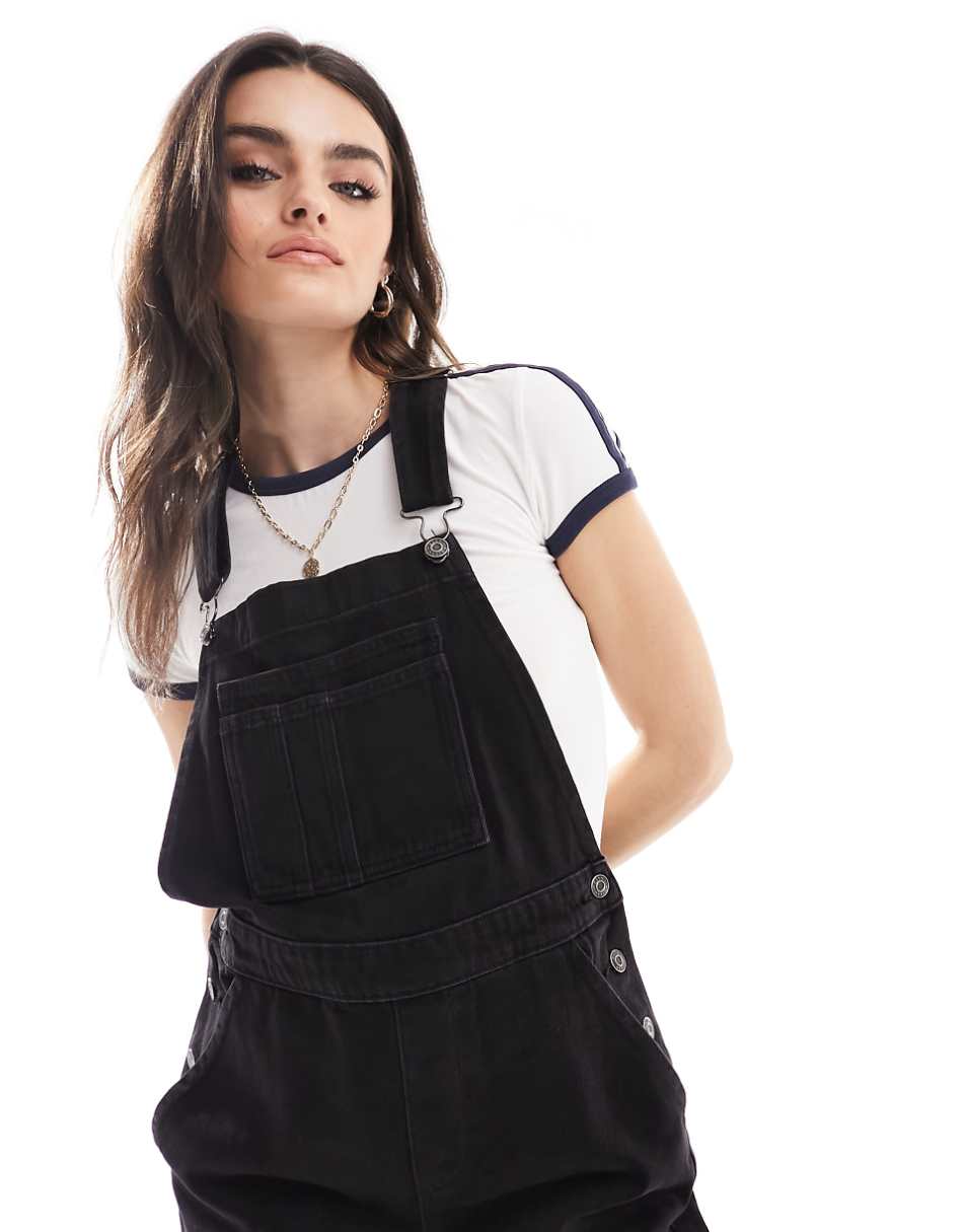 ASOS DESIGN denim overalls in washed black