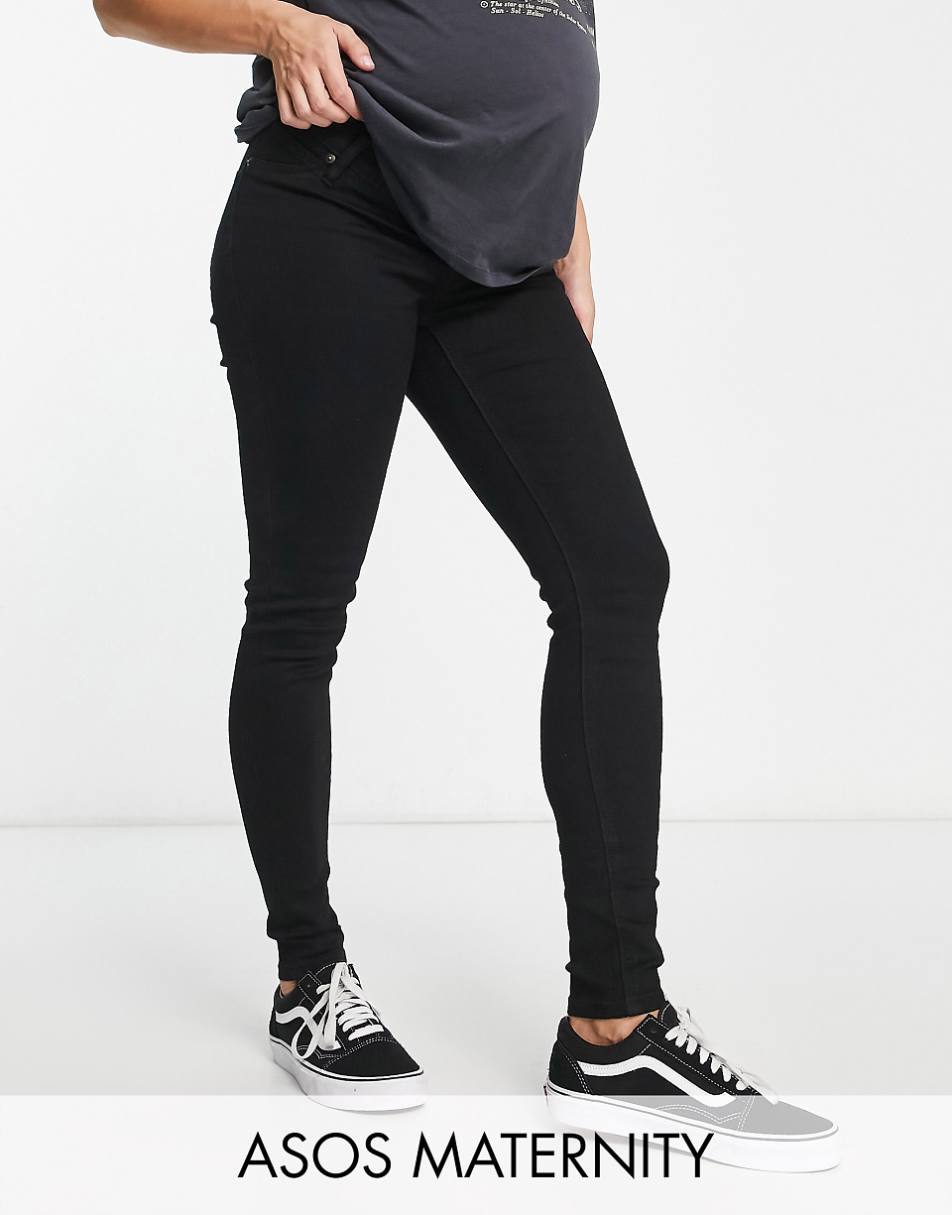 ASOS DESIGN Maternity skinny jean with over bump in black