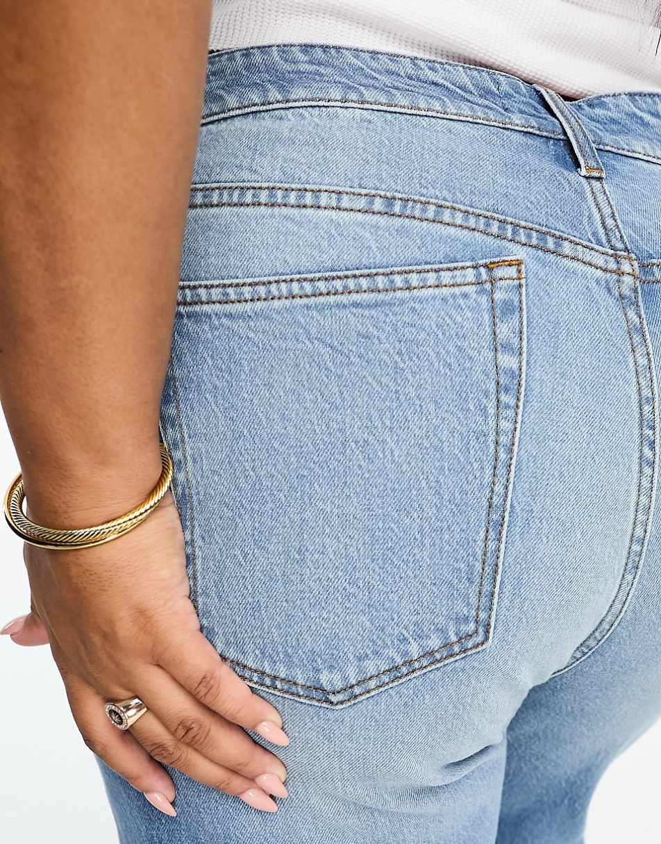 ASOS DESIGN Curve easy straight jeans in mid blue