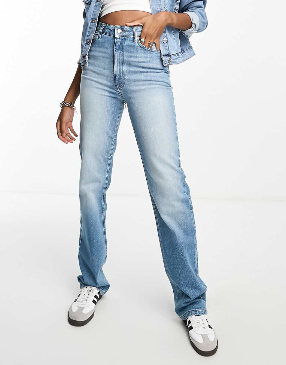 ASOS DESIGN Tall easy straight jeans in mid blue