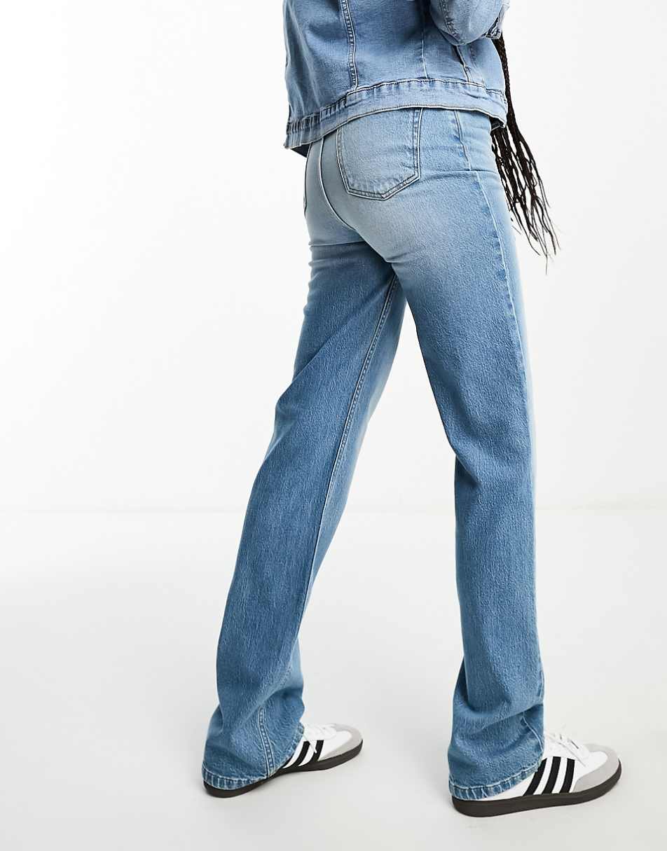 ASOS DESIGN Tall easy straight jeans in mid blue