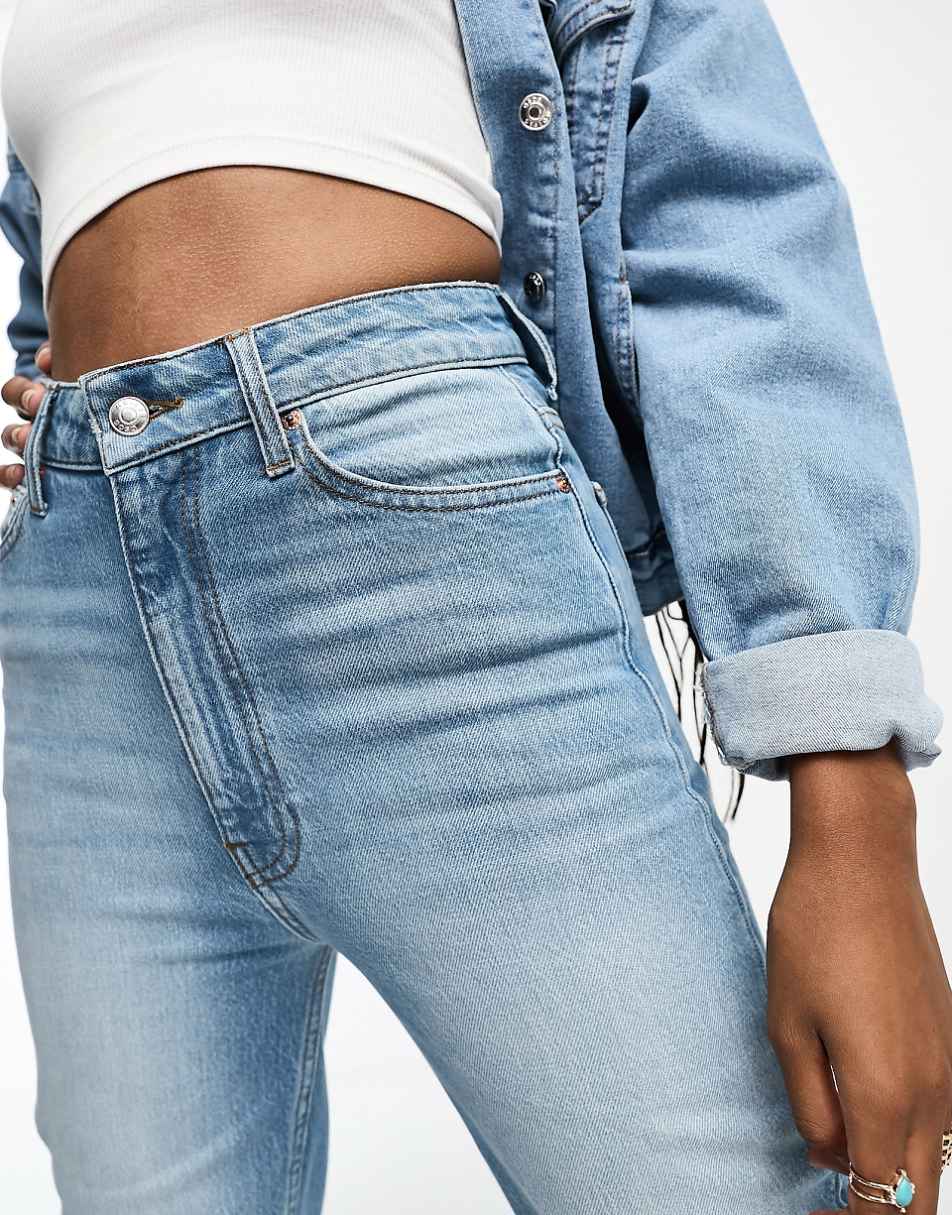 ASOS DESIGN Tall easy straight jeans in mid blue