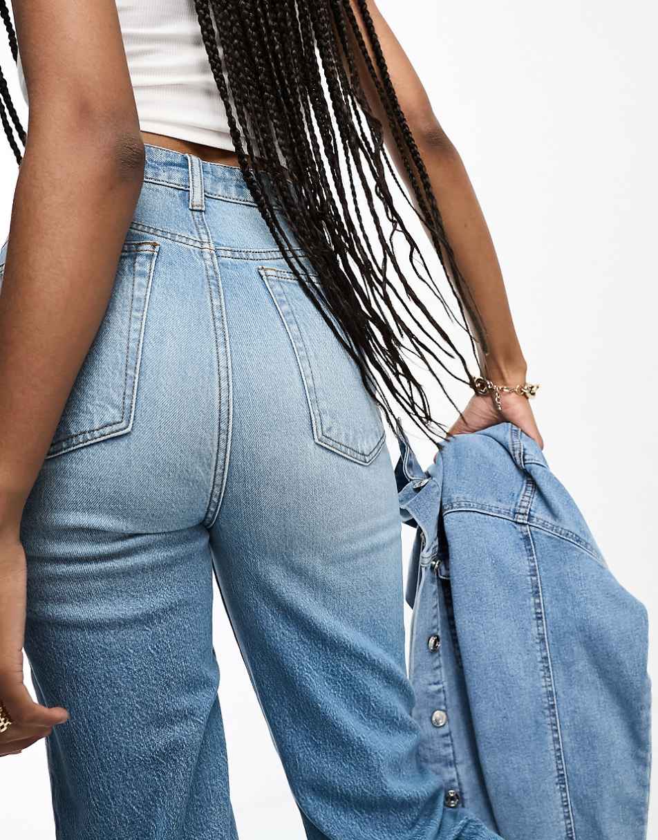 ASOS DESIGN Tall easy straight jeans in mid blue