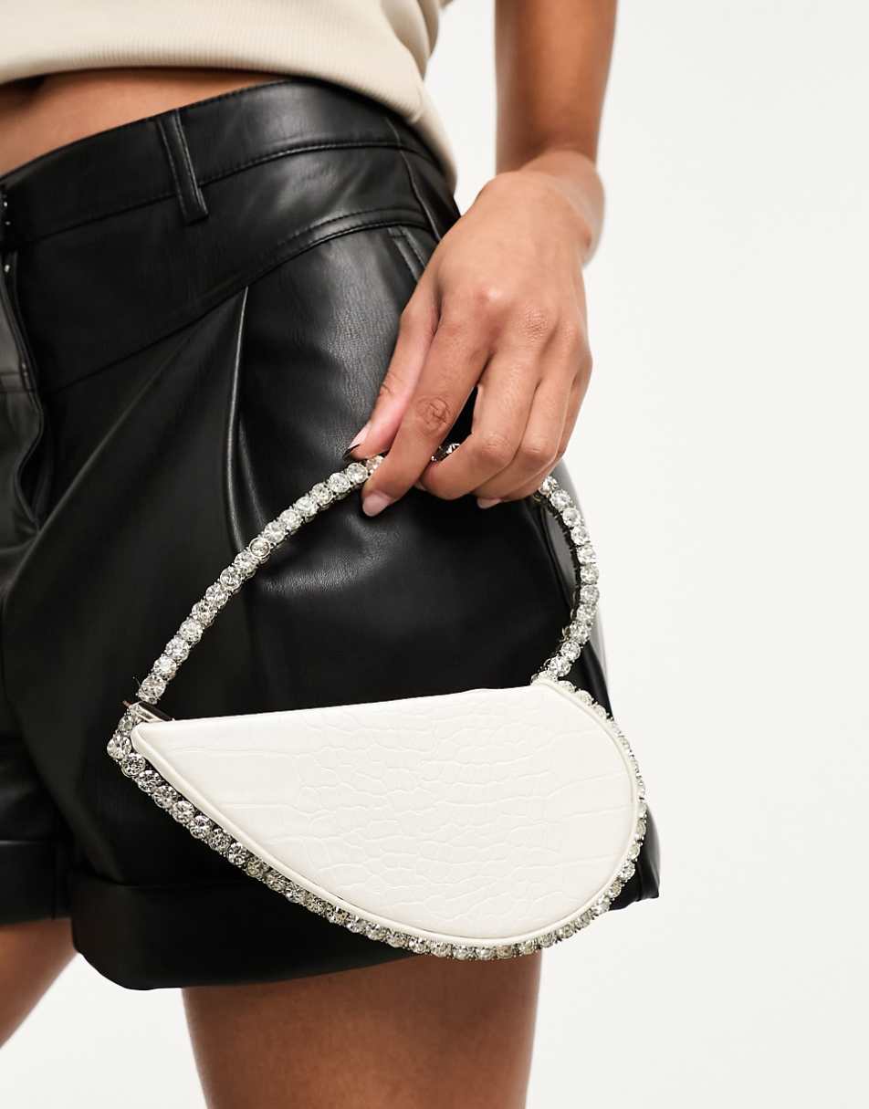 Public Desire The Alessia Heart jewel clutch bag in white