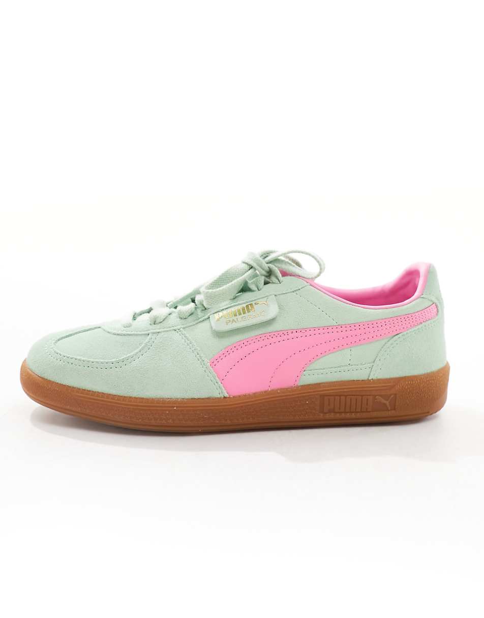 PUMA Palermo sneakers in green and pink