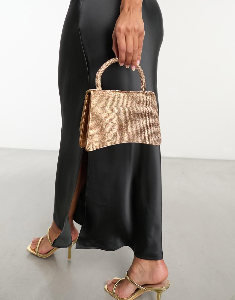 True Decadence glitter clutch bag in gold