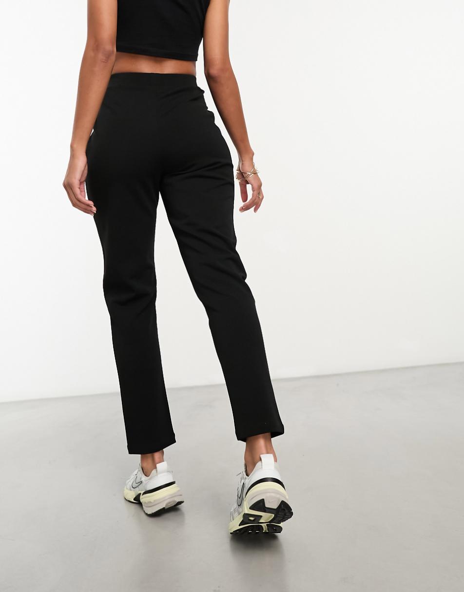 ASOS DESIGN jersey tapered tailored pants in black