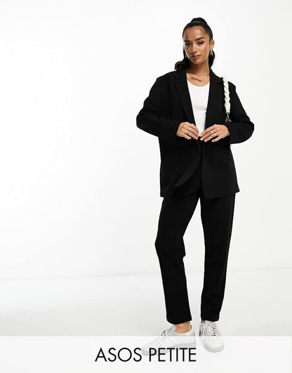 ASOS DESIGN Petite jersey slouchy suit blazer in black