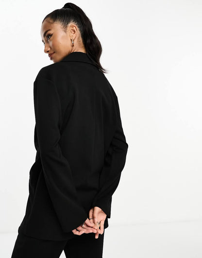 ASOS DESIGN Petite jersey slouchy suit blazer in black