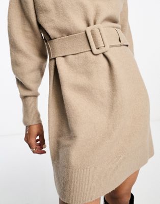 & Other Stories belted knit dress in beige