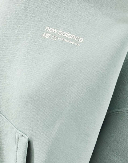 New Balance Linear Heritage brushed back hoodie in sage