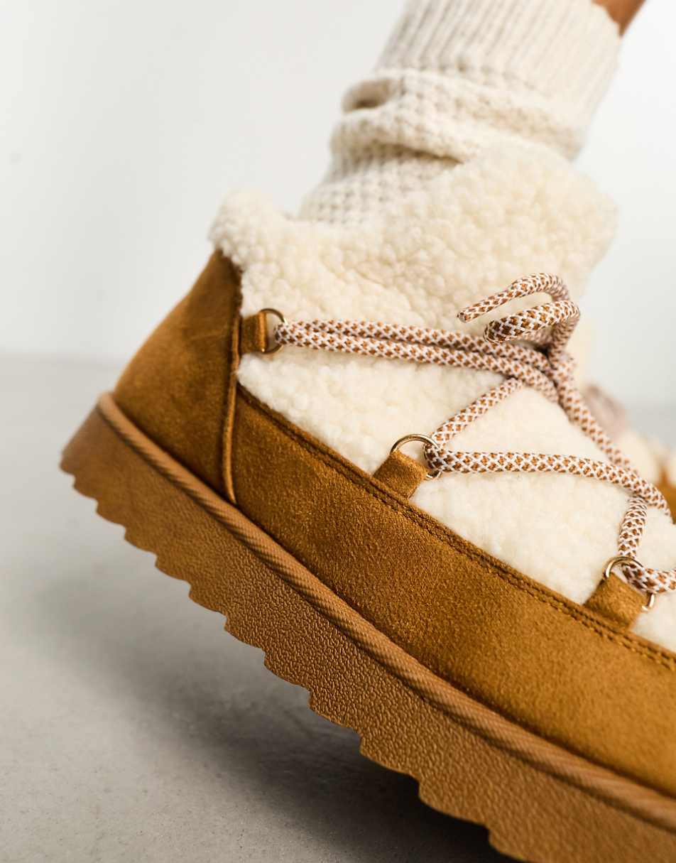 South Beach borg mini snow boots in cream and tan