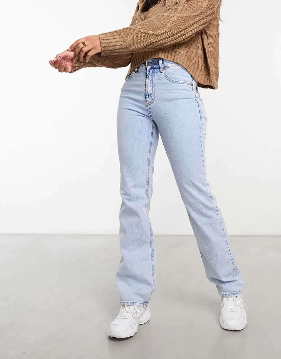 Stradivarius straight leg jeans in light wash blue