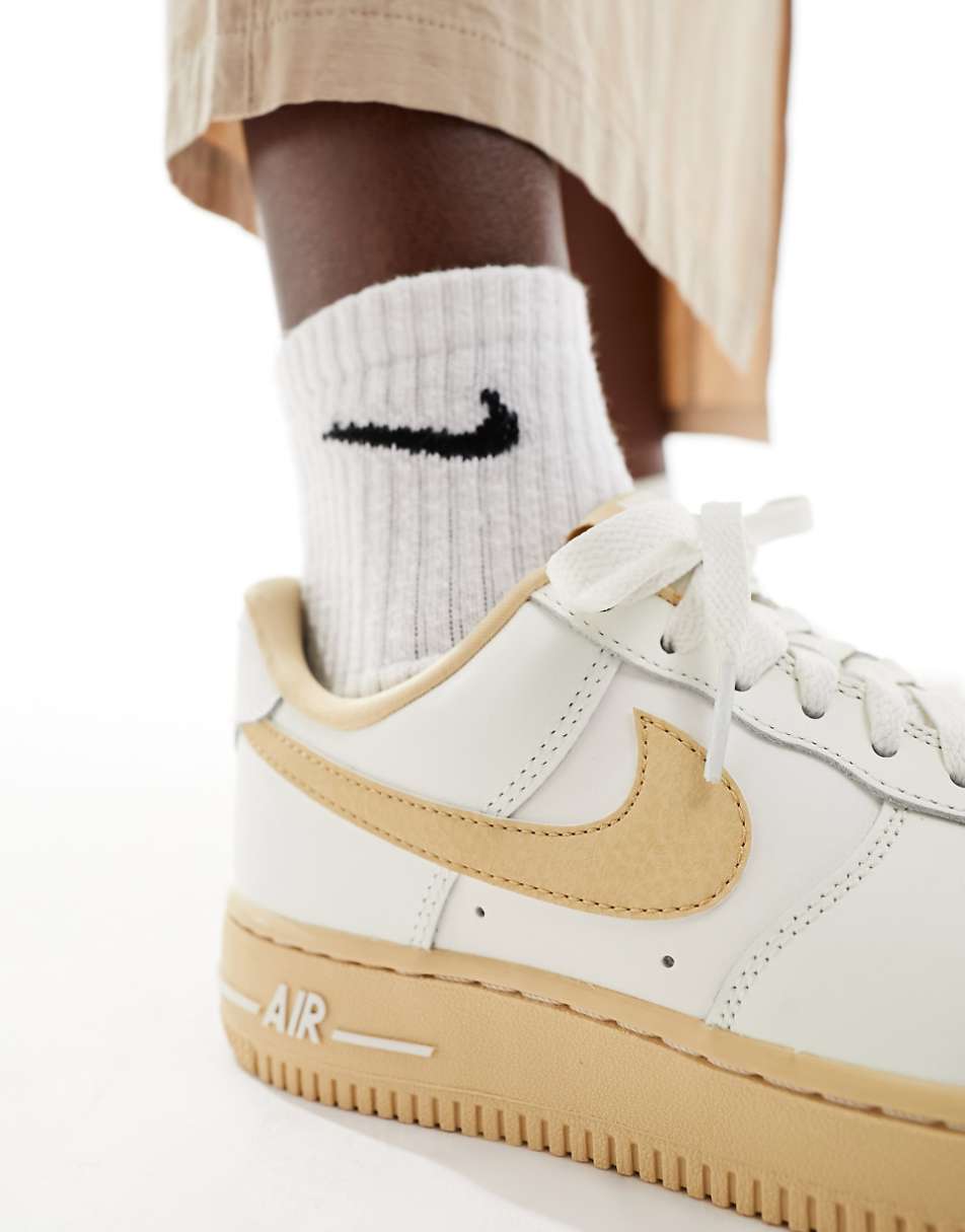 Nike Air Force 1 sneakers in off white and cacao brown