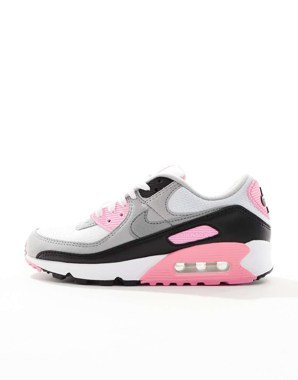 Nike Air Max 90 sneakers in gray and pink rose