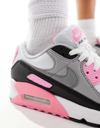 Nike Air Max 90 sneakers in gray and pink rose