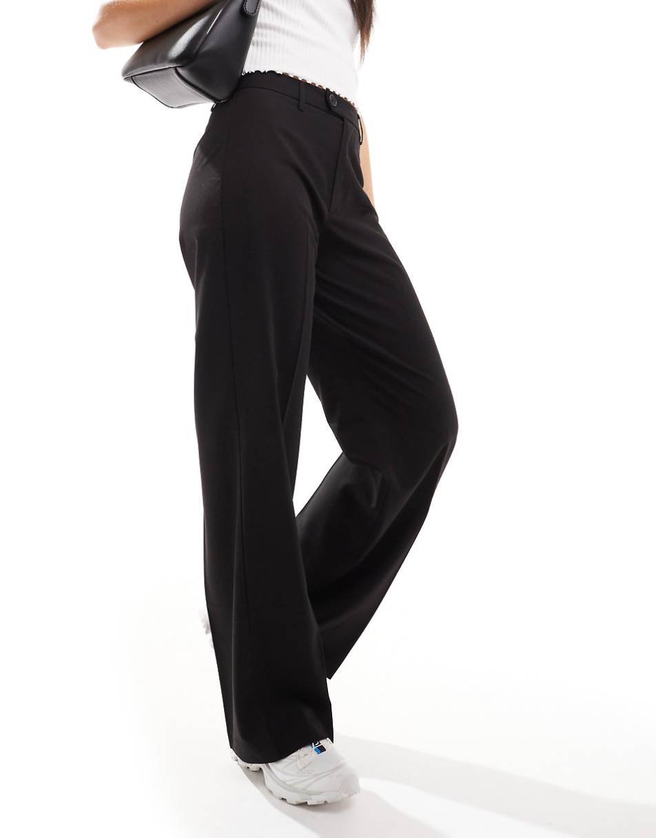 Stradivarius tailored straight leg pants in black