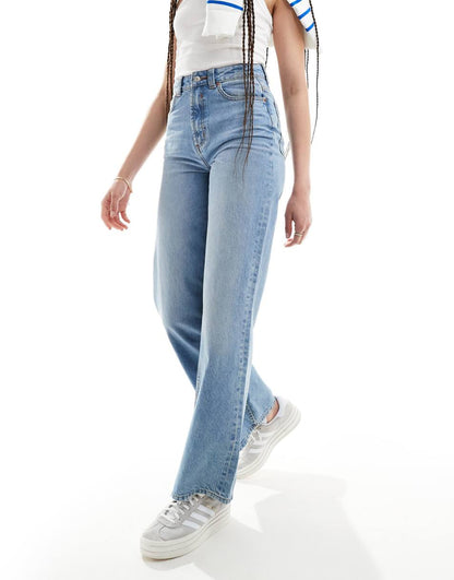 ASOS DESIGN Tall dad jeans in mid blue