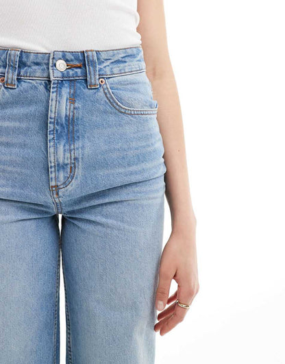 ASOS DESIGN Tall dad jeans in mid blue