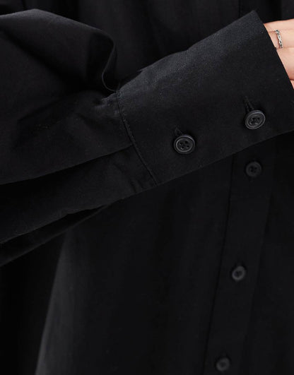 ASOS DESIGN ultimate boyfriend mini shirt dress with volume sleeve in black