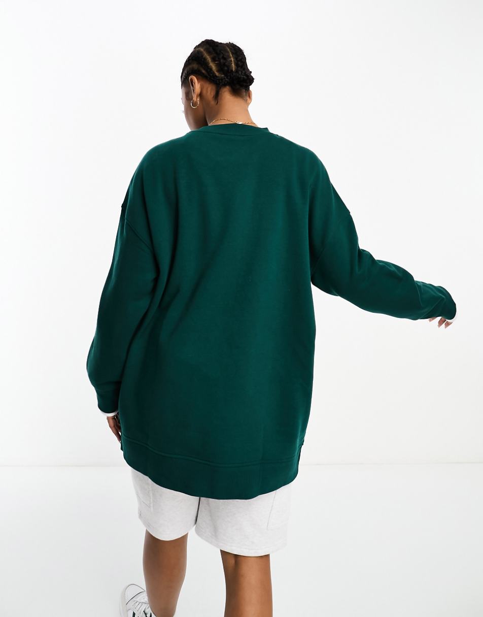 Monki long sleeve oversized sweater in dark green