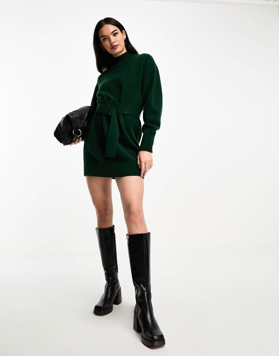 & Other Stories belted knitted dress in green