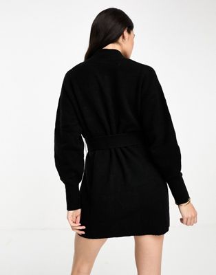 & Other Stories belted knitted dress in black