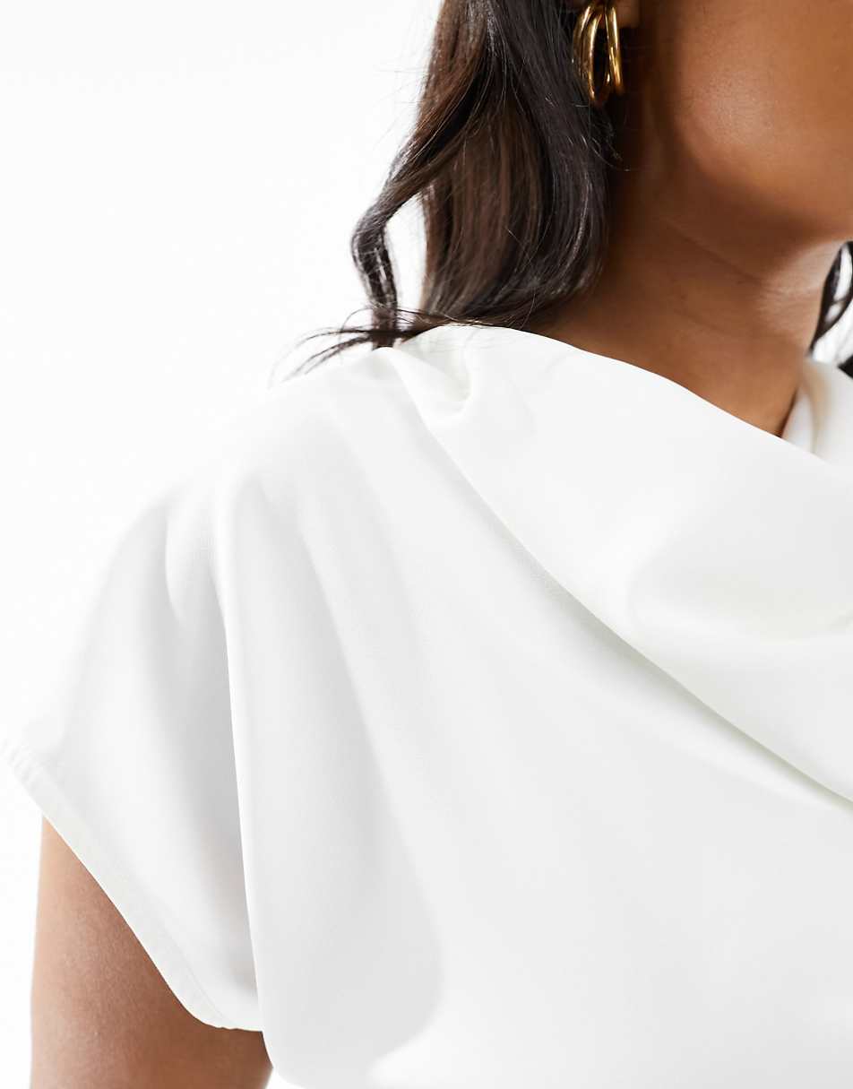 ASOS DESIGN Curve sleeveless cowl blouse in ivory