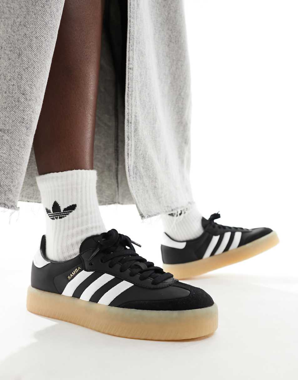 adidas Originals Sambae sneakers with rubber sole in black and white