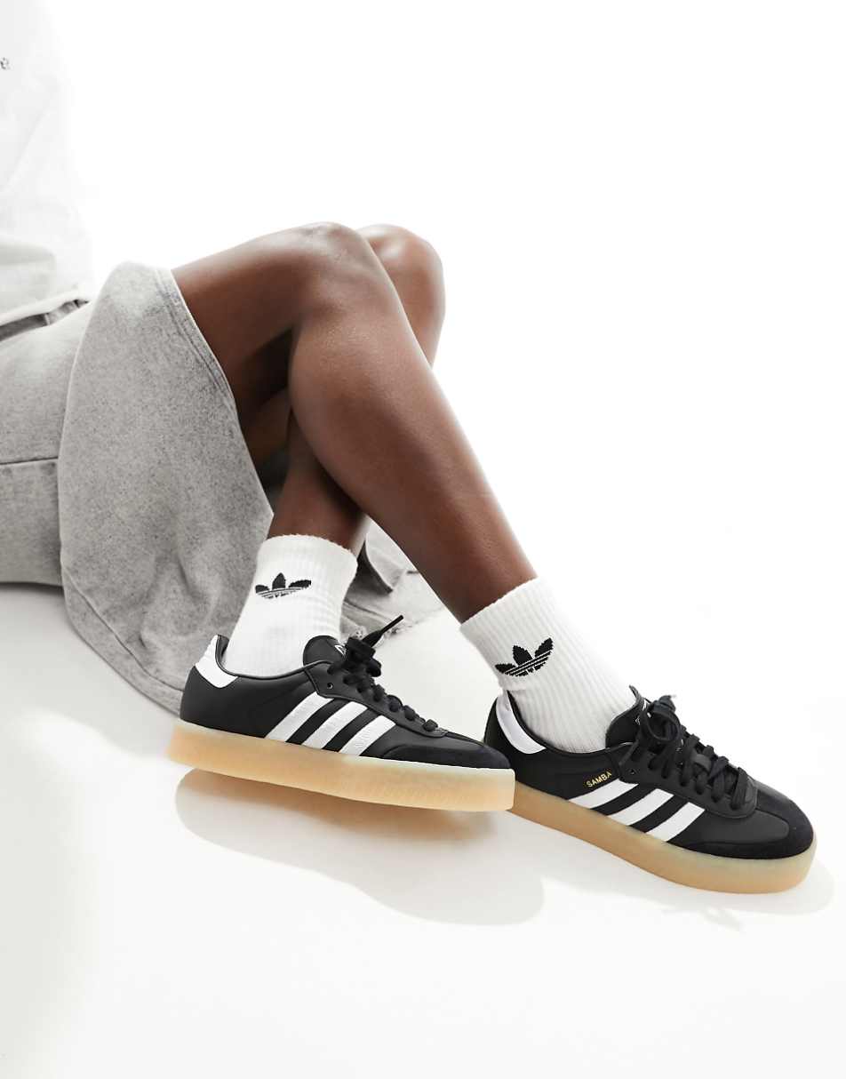 adidas Originals Sambae sneakers with rubber sole in black and white