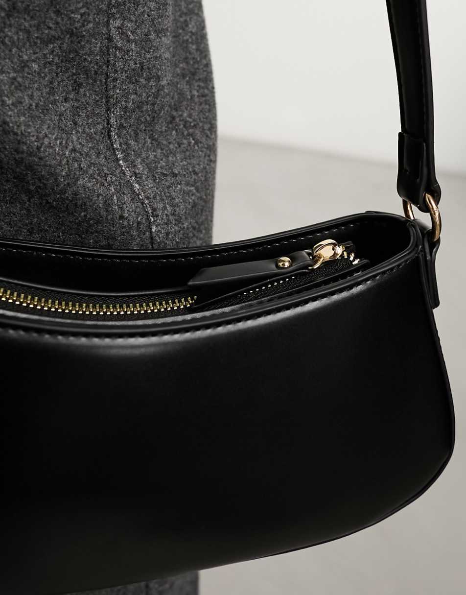 ASOS DESIGN curved base shoulder bag in black