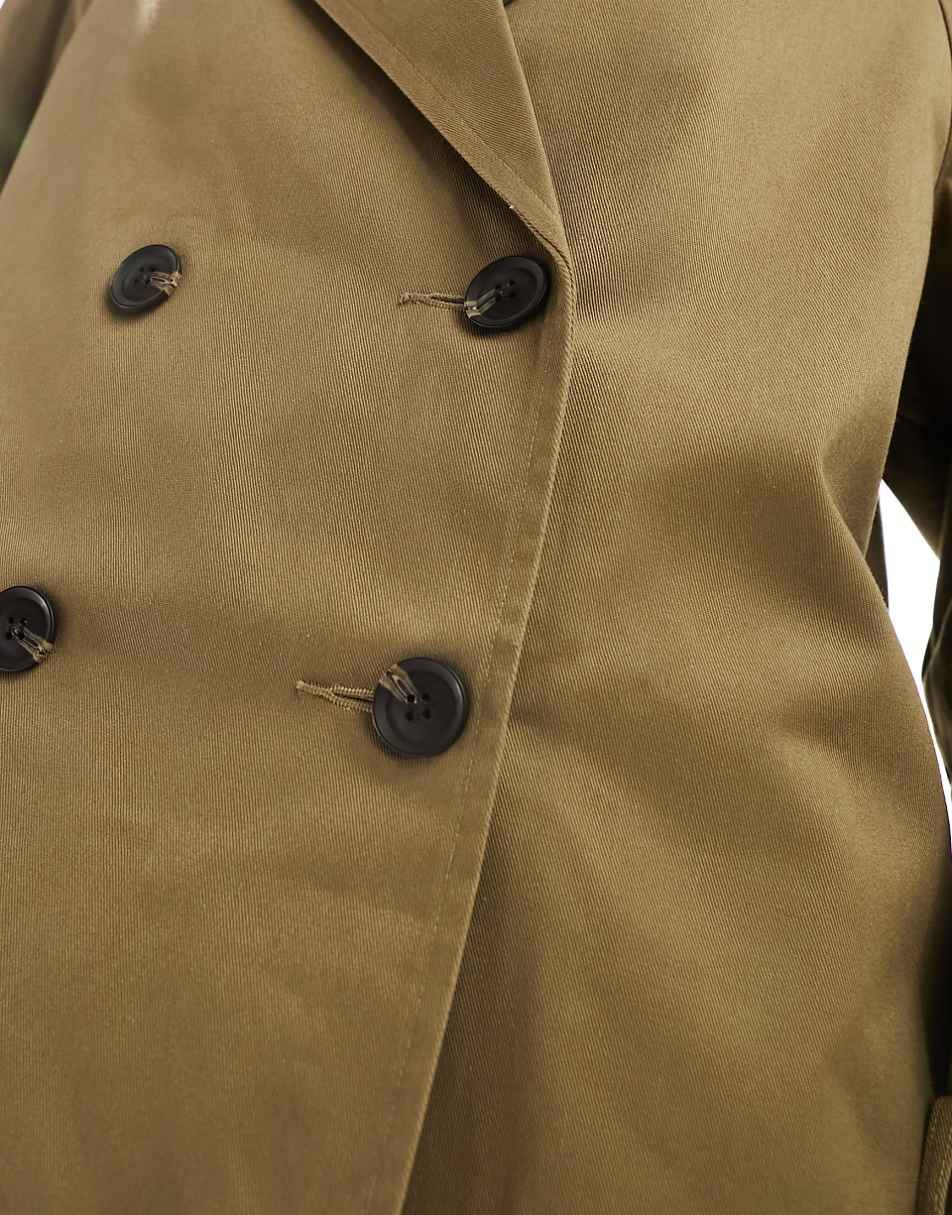 ASOS DESIGN short trench coat in olive