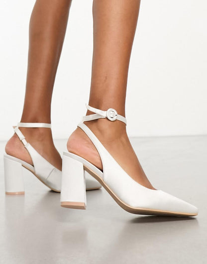Be Mine Bridal Neeru slingback heeled shoes in ivory satin