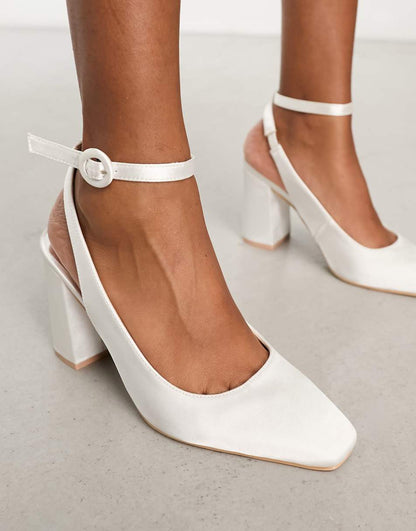 Be Mine Bridal Neeru slingback heeled shoes in ivory satin