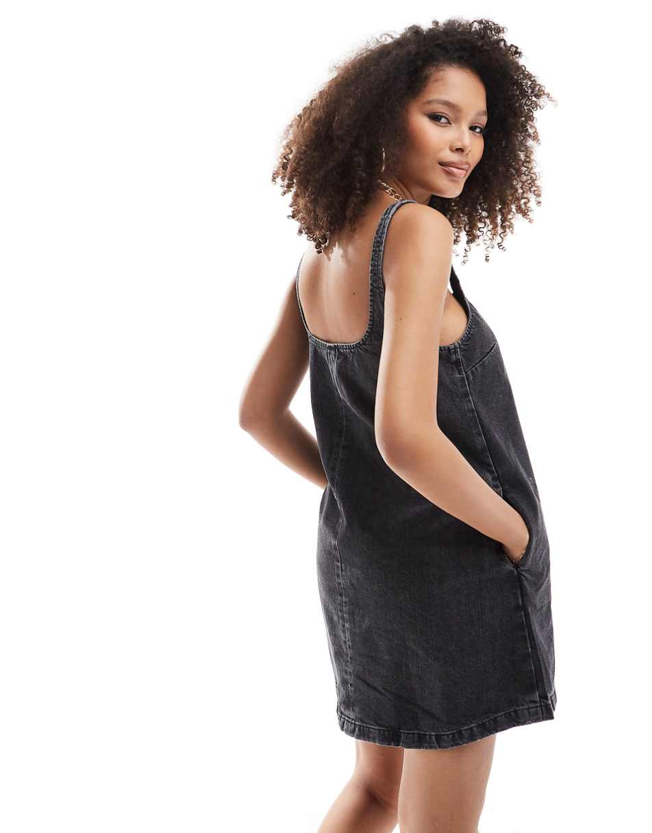 ASOS DESIGN denim sundress in washed black