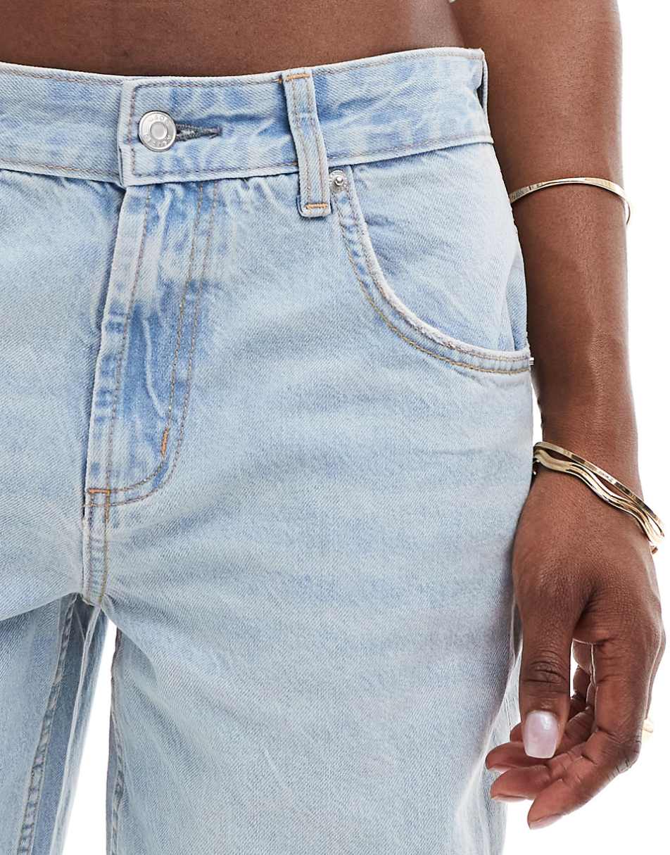 ASOS DESIGN mid rise baggy boyfriend jeans in light blue