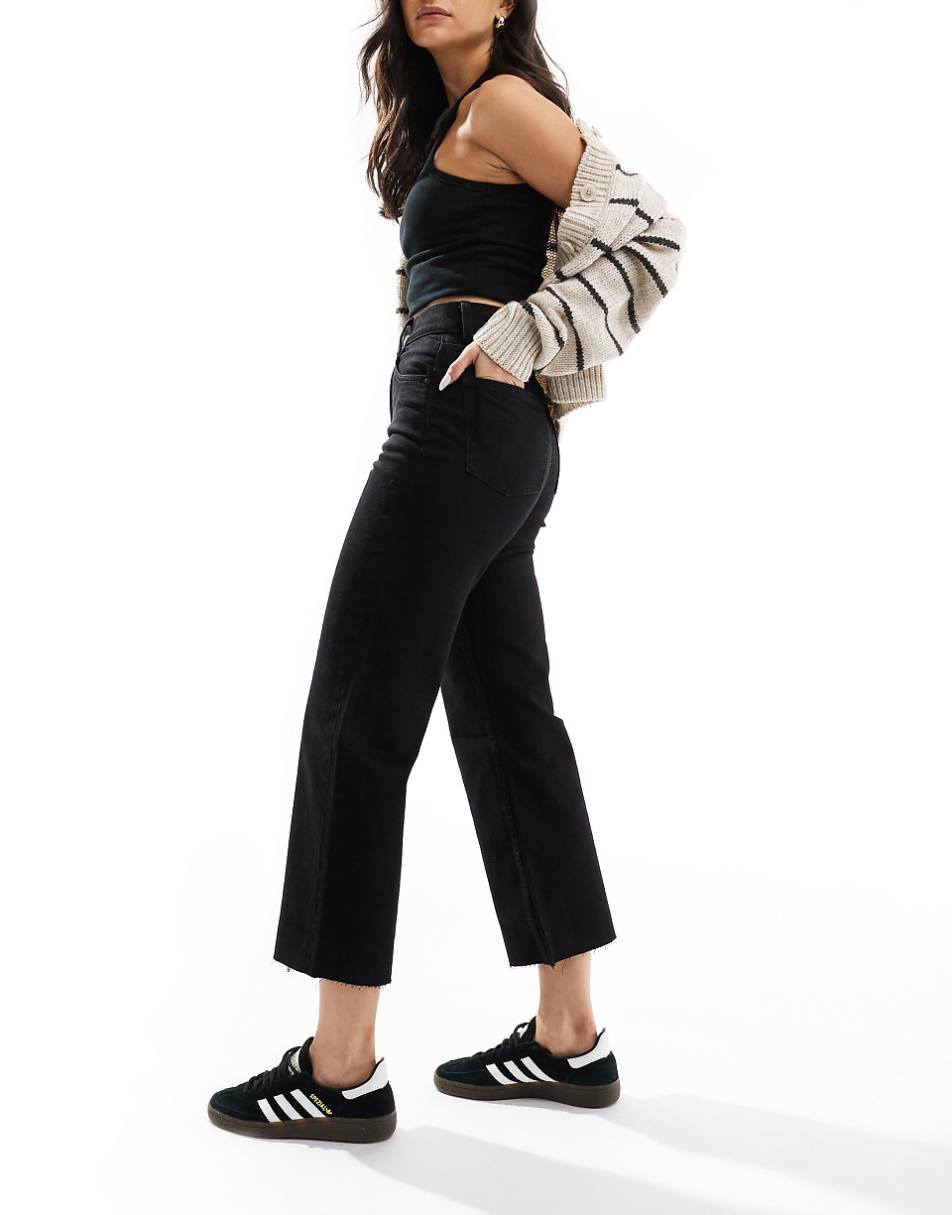 ASOS DESIGN cropped easy straight jeans in clean black