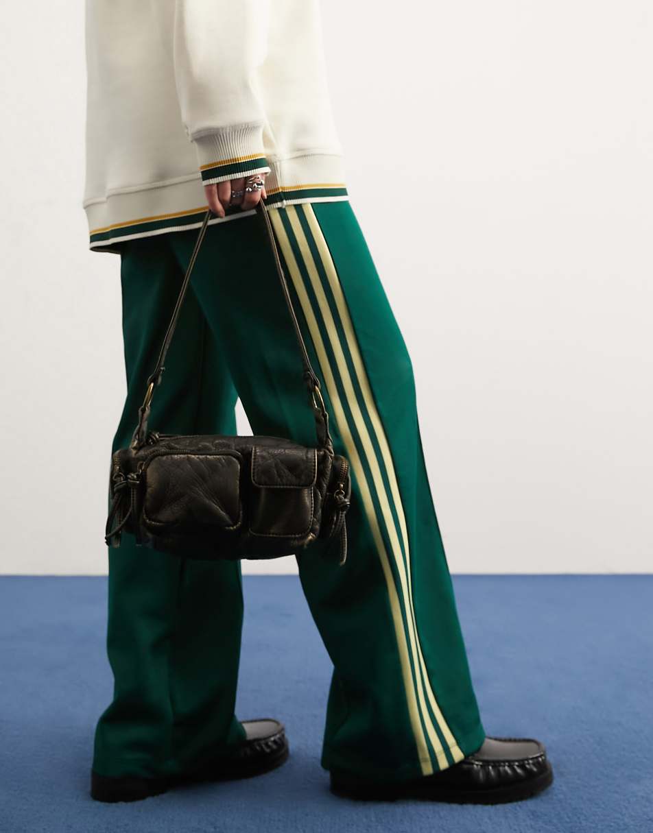 ASOS DESIGN washed shoulder bag with multi pockets in bronze