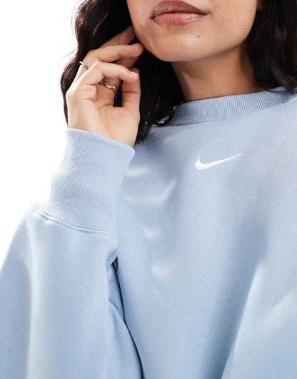 Nike Phoenix Fleece oversized cropped sweatshirt in light blue