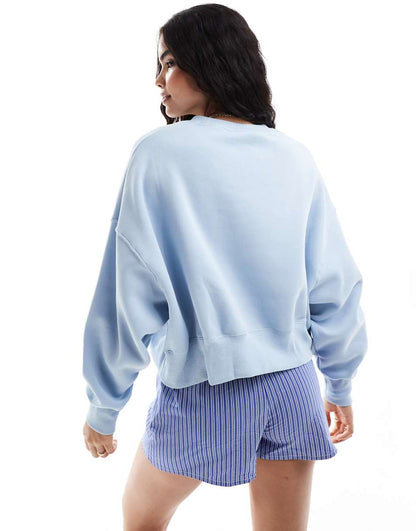 Nike Phoenix Fleece oversized cropped sweatshirt in light blue