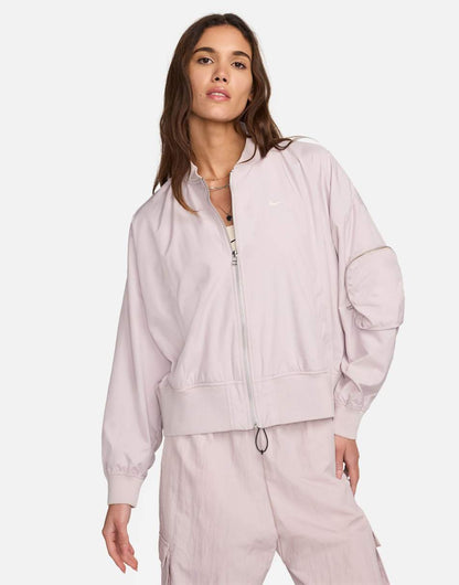 Nike Essenitals oversized bomber jacket in light pink
