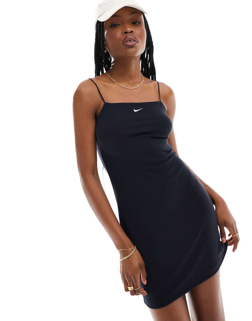 Nike ribbed mini dress in black