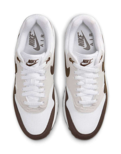 Nike Air Max 1 sneakers in white and dark brown