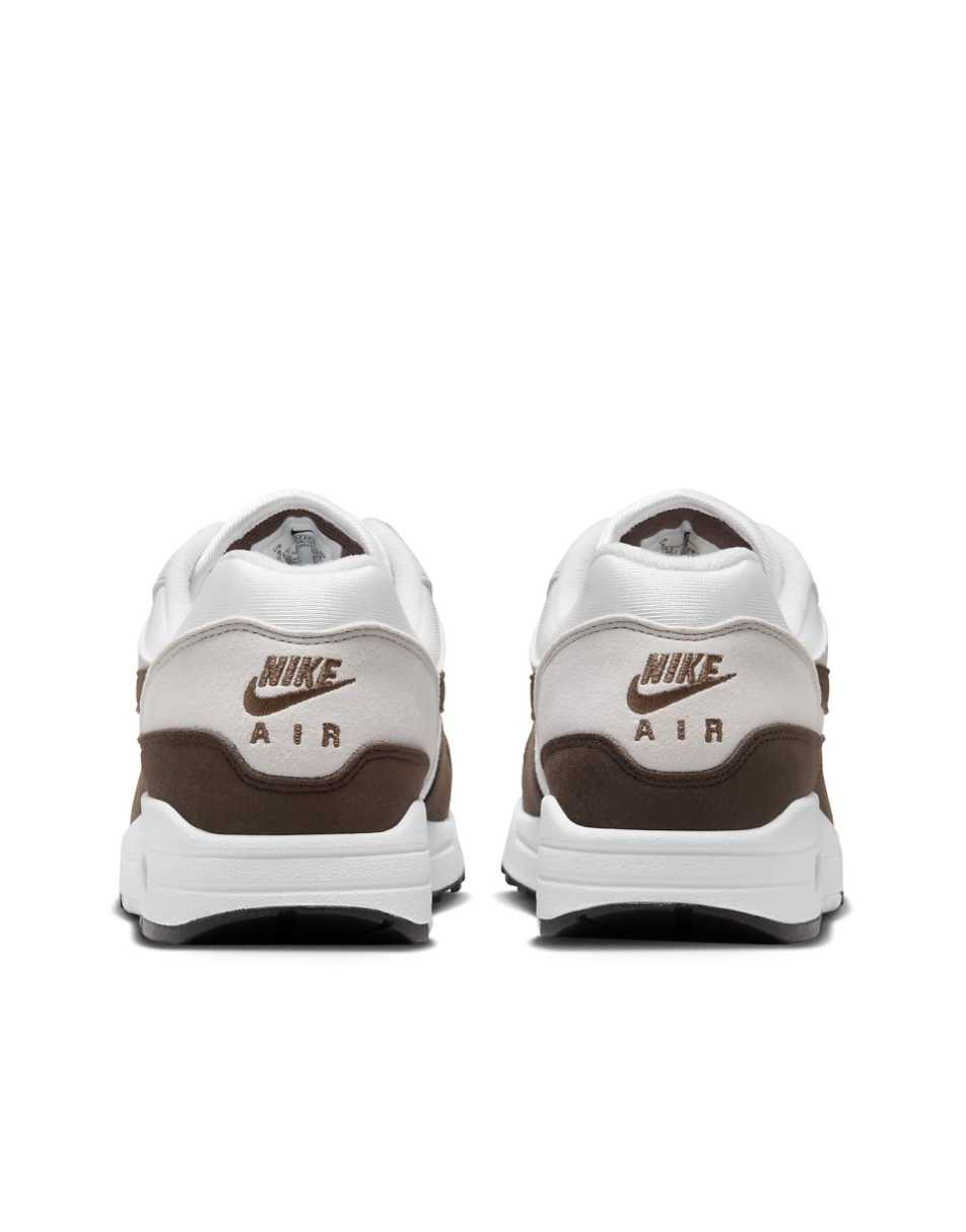 Nike Air Max 1 sneakers in white and dark brown