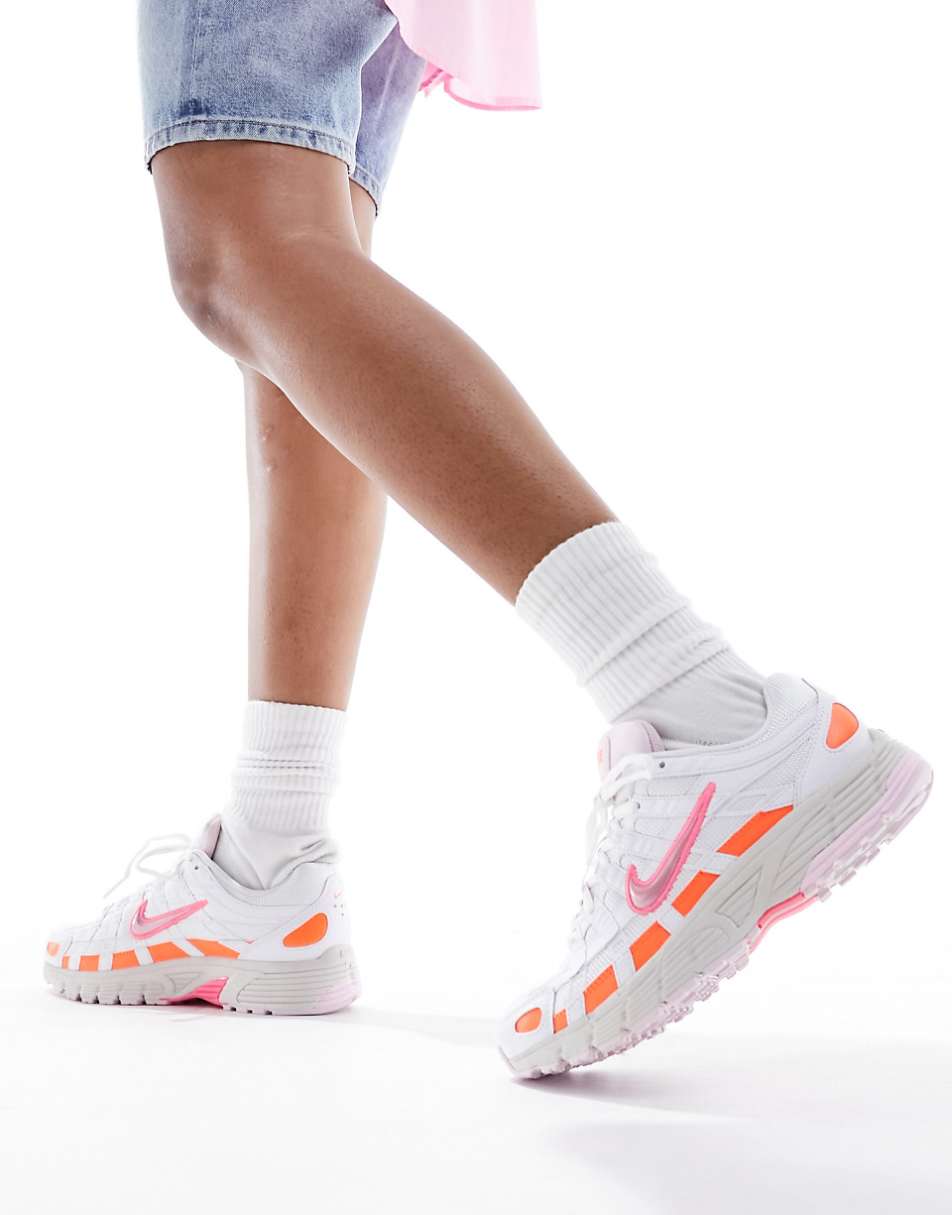 Nike P-6000 sneakers in white with pink detail