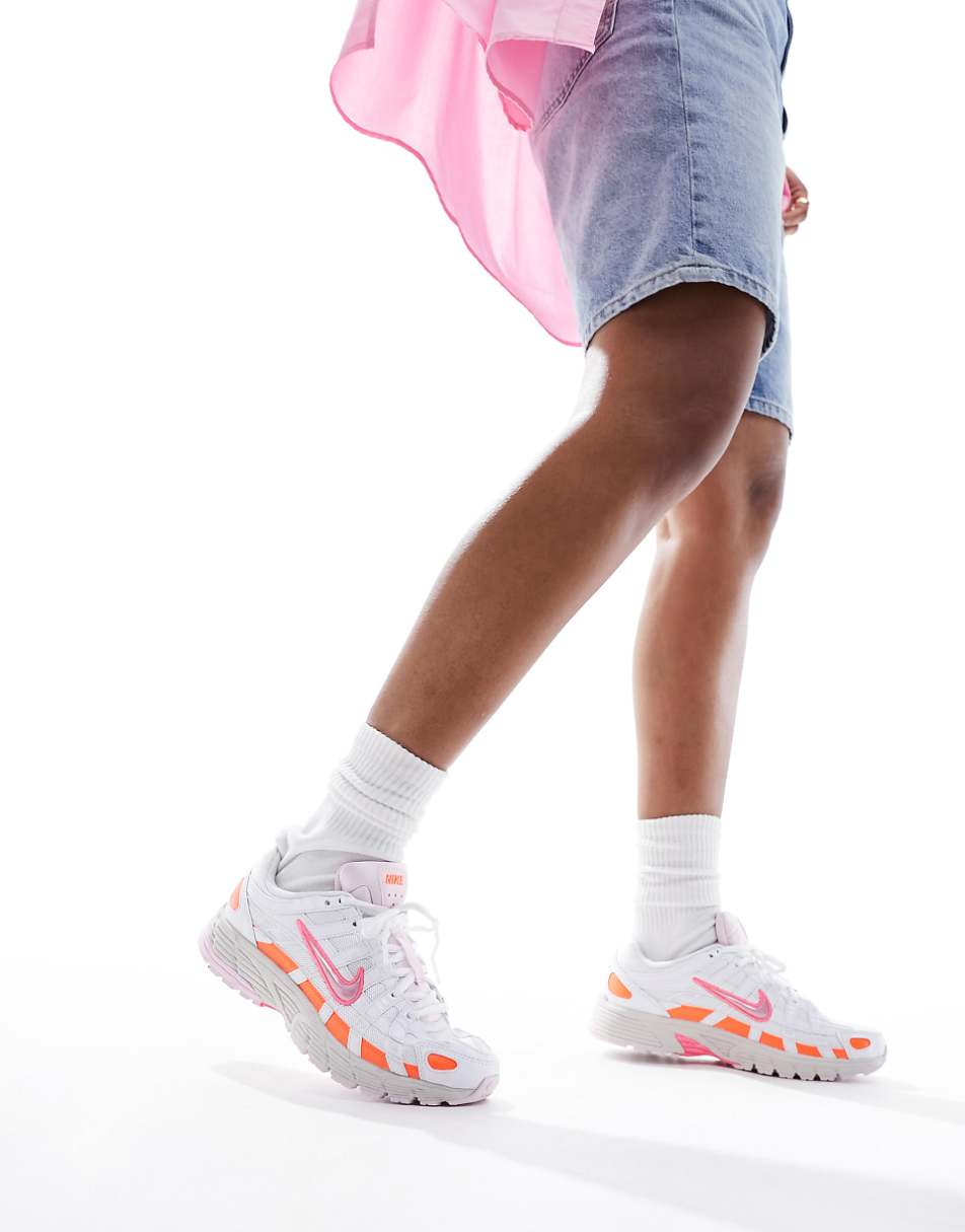 Nike P-6000 sneakers in white with pink detail