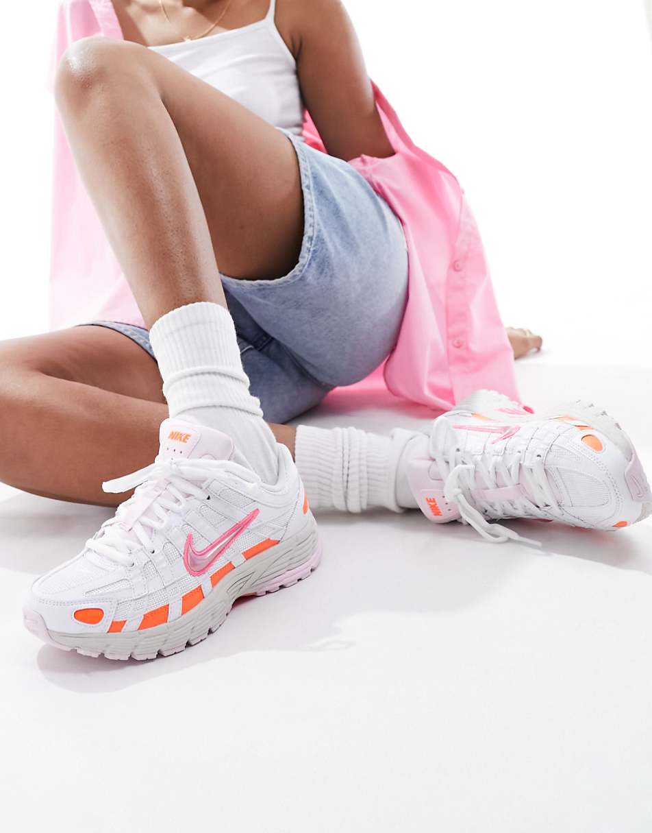 Nike P-6000 sneakers in white with pink detail