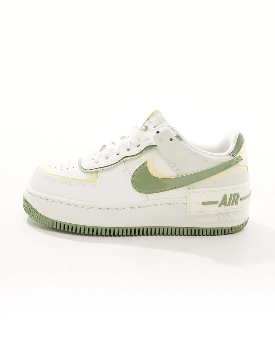 Nike Air Force 1 Shadow sneakers in white and green