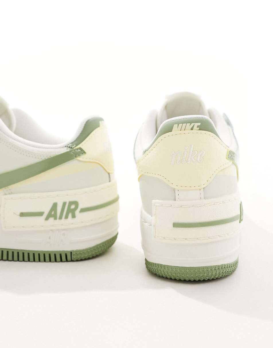 Nike Air Force 1 Shadow sneakers in white and green